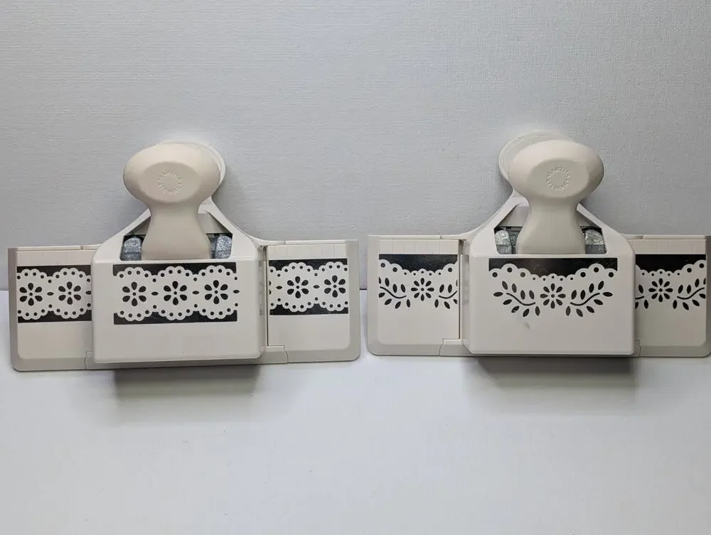 Lot of 2 Martha Stewart Around the Page Border Punches Lace Floral Scrapbooking